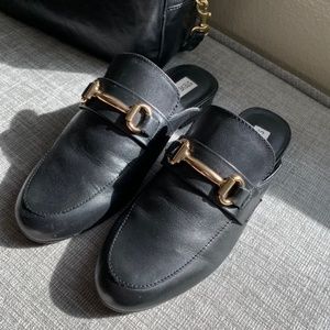 Steve Madden Kandi Black Leather Slip-on Loafers